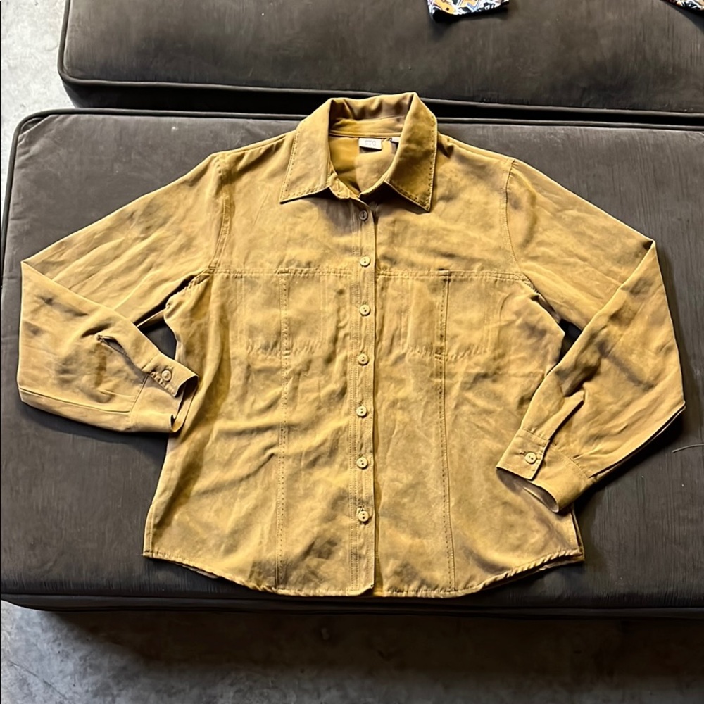 Tan Casual Button Down Shirt with smooth soft Texture